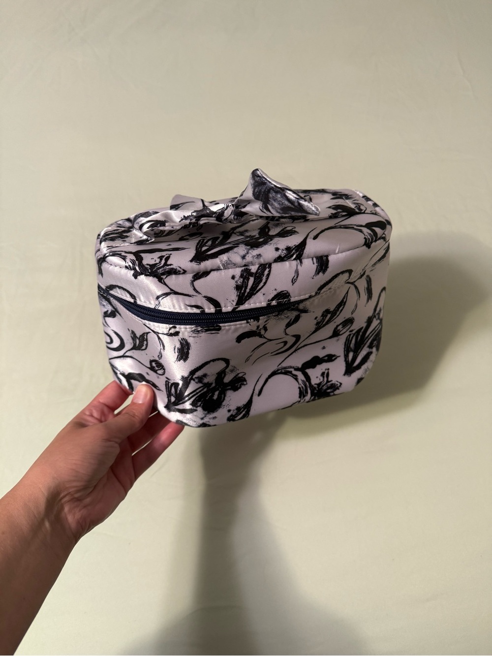 Floral Brushstroke Cosmetic Train Case - Black & White